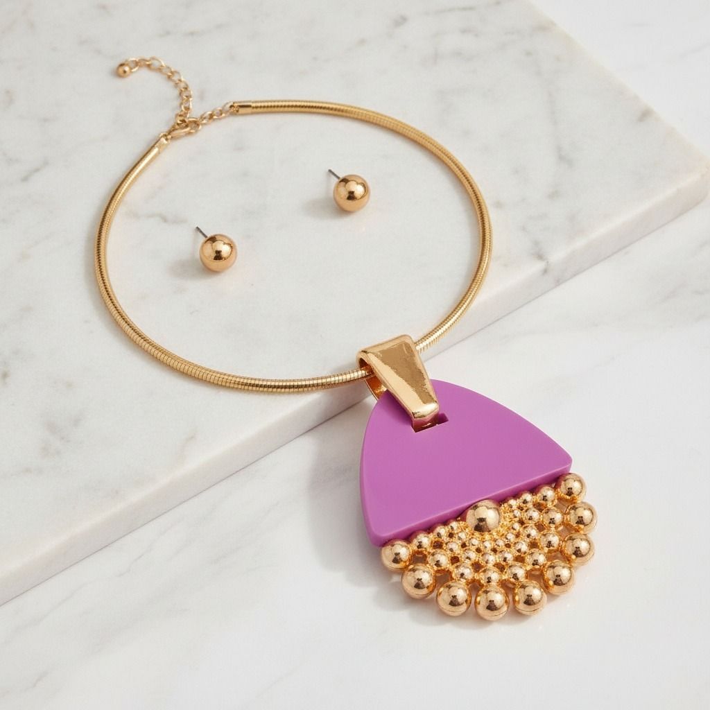 Purple Teardrop Burst Necklace