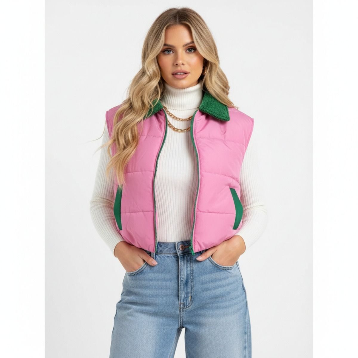 AKA Sorority Shearling Collar Puffer Vest Women