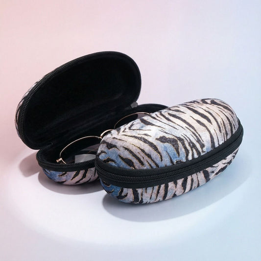 Blue Tiger Stripe Fur Sunglass Case