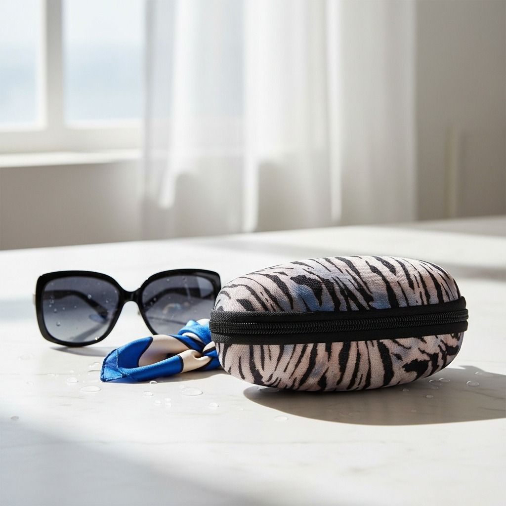 Blue Tiger Stripe Fur Sunglass Case