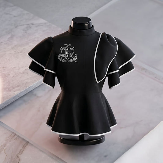 AKA Shield XX-Large Black & White Trim Peplum Top