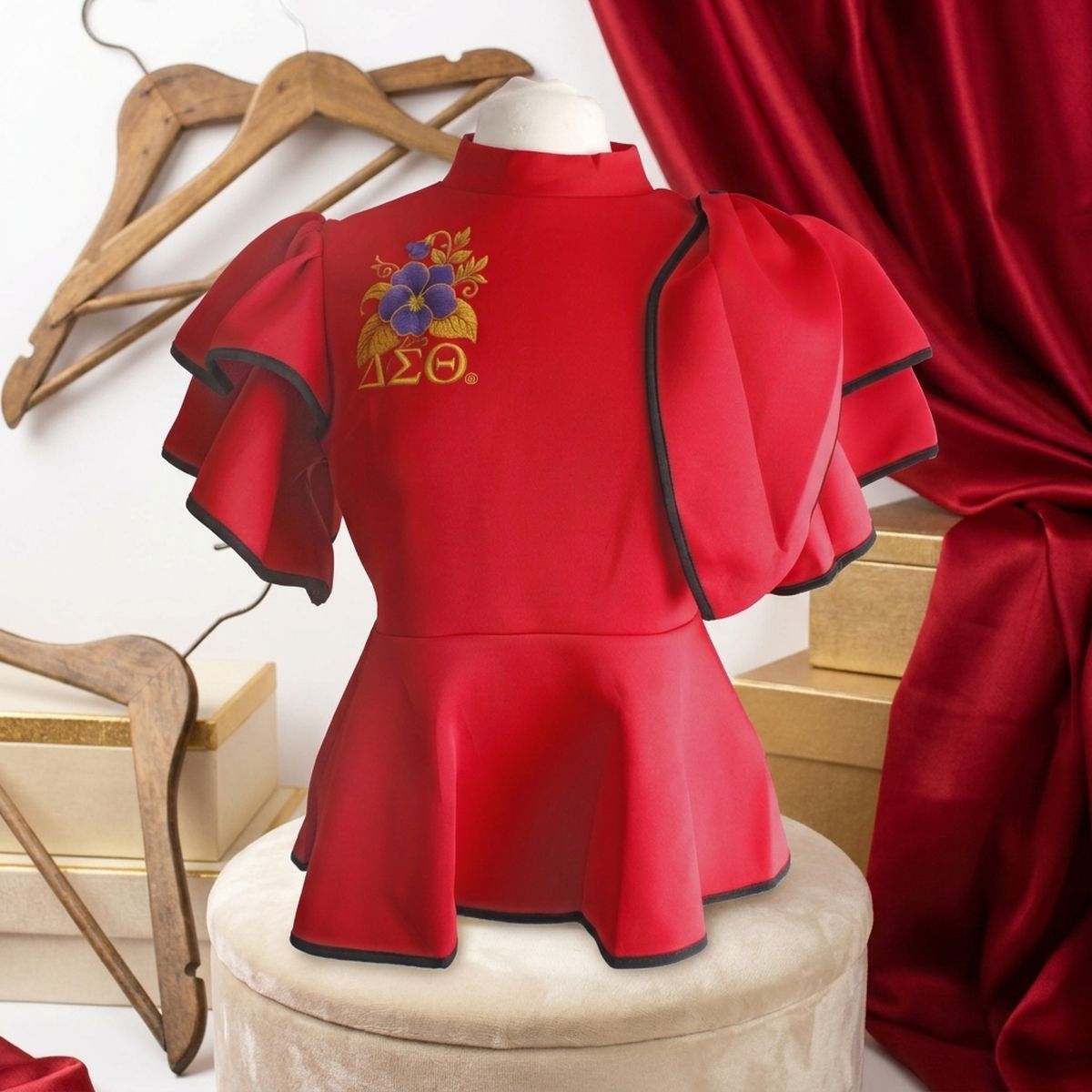 DST Red XX-Large Violet Peplum Top