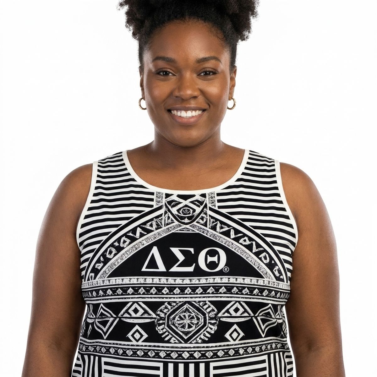 DST X-Large Black Geometric Tank Top