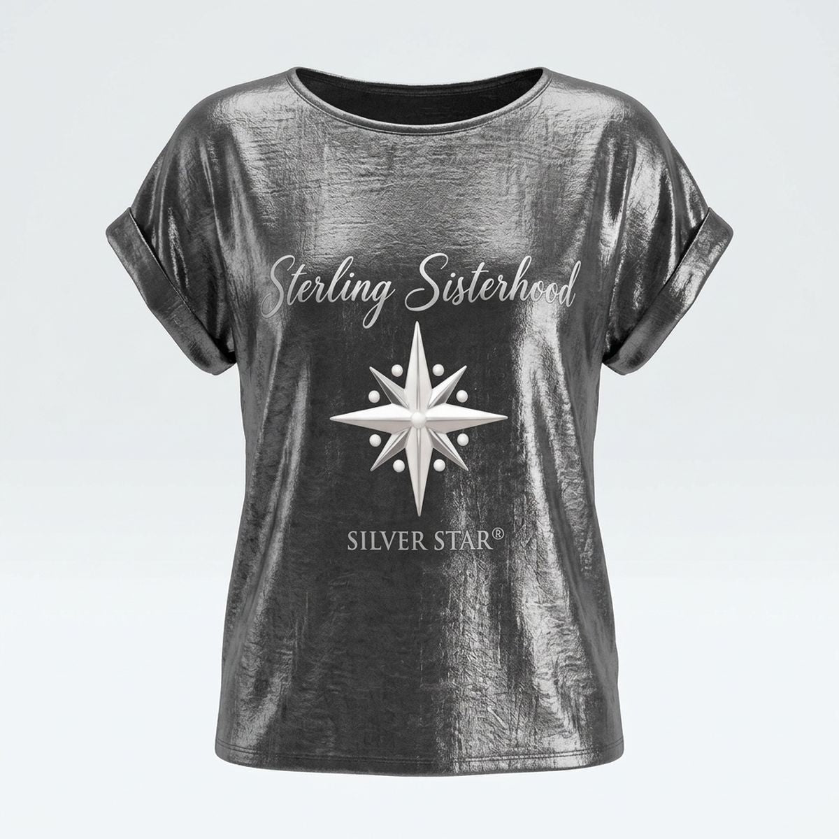 Large AKA Sterling Silver Sisterhood Metallic Top