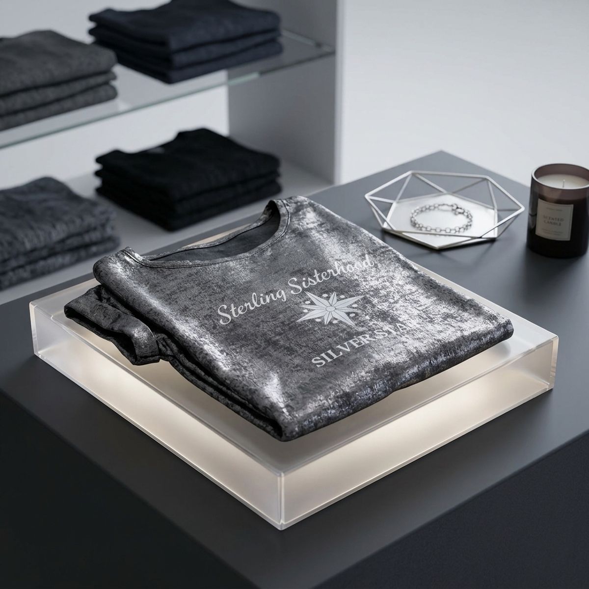 Large AKA Sterling Silver Sisterhood Metallic Top