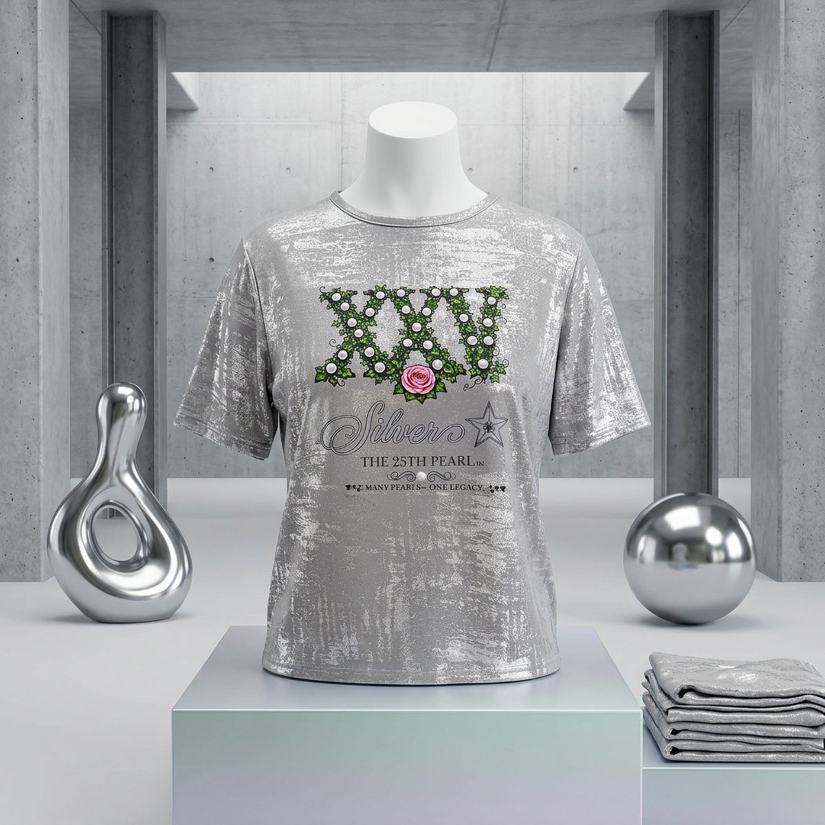 Medium AKA Silver Soror 25th Pearl Metallic Tee
