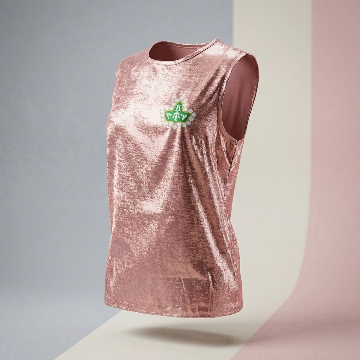 2XL AKA Ivy Leaf Pink Metallic Sleeveless Top