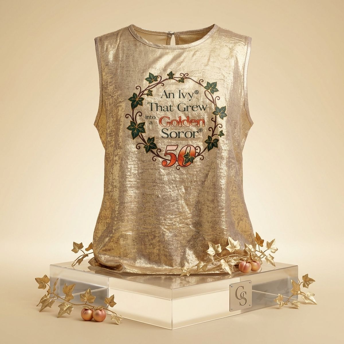 XLarge AKA Golden Soror Metallic Sleeveless Top