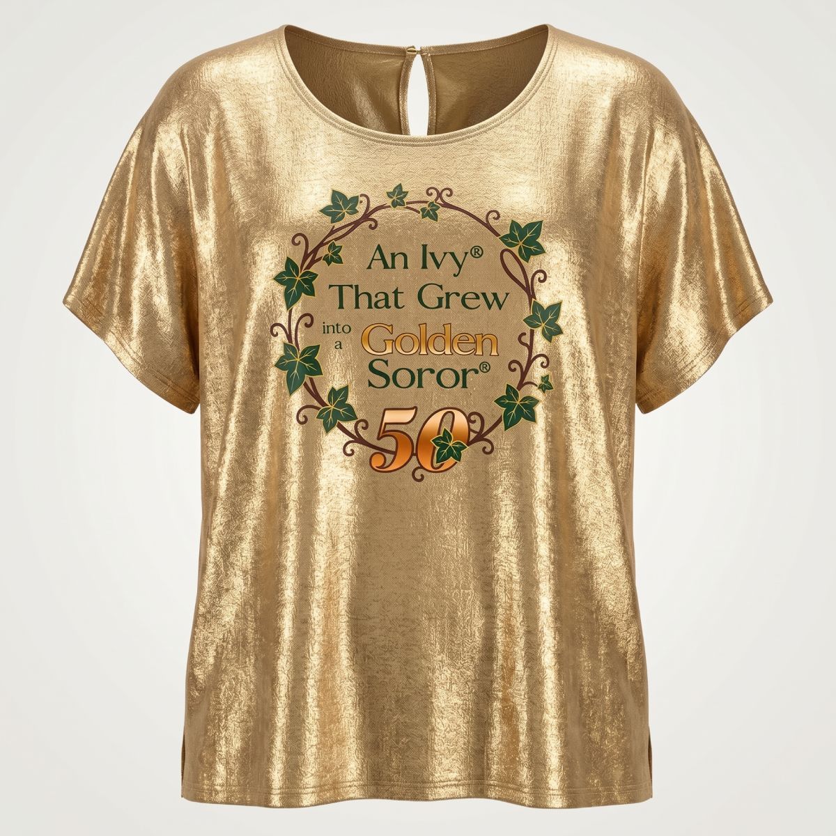 2XL AKA Golden Soror Metallic Short Sleeve Top