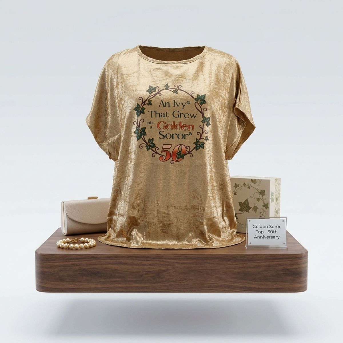 2XL AKA Golden Soror Metallic Short Sleeve Top