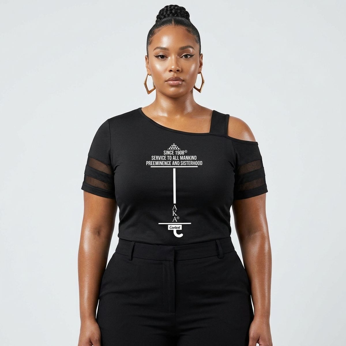 2XL AKA Black Cold Shoulder Cutout Athletic Top