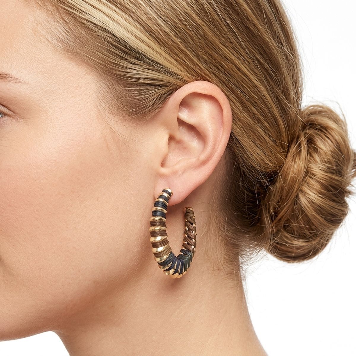 Multi Color Raffia Wrapped Hoops