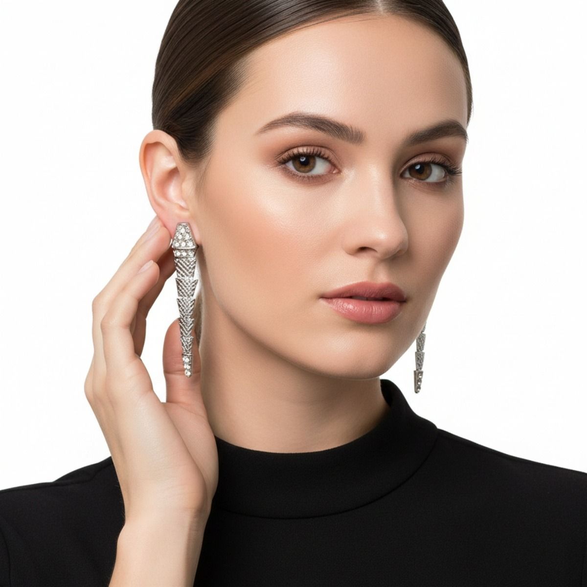 Silver Dangling Snake Earrings