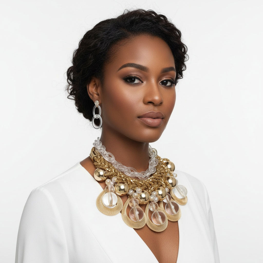 Dazzling Gold Teardrop Cascade Ensemble