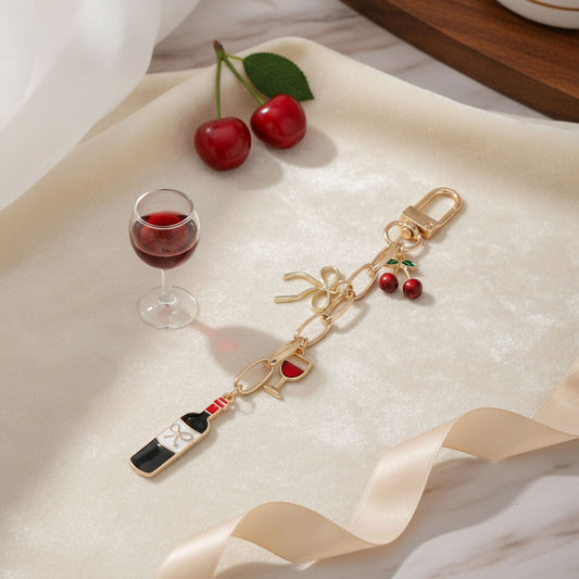 Keychain Red Wine Lovers Charms Bag Clip
