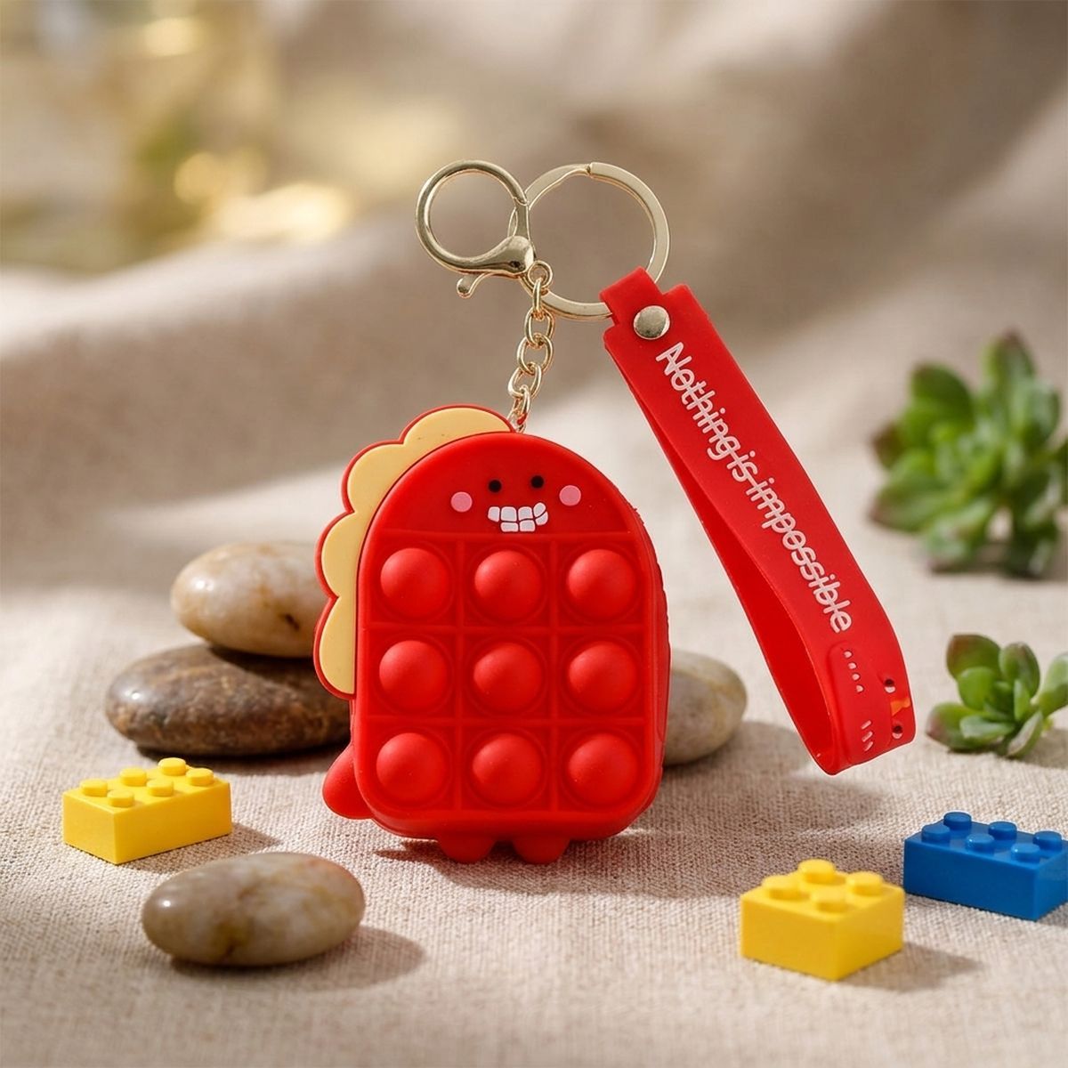 Red Dino Bubble Pop Keychain