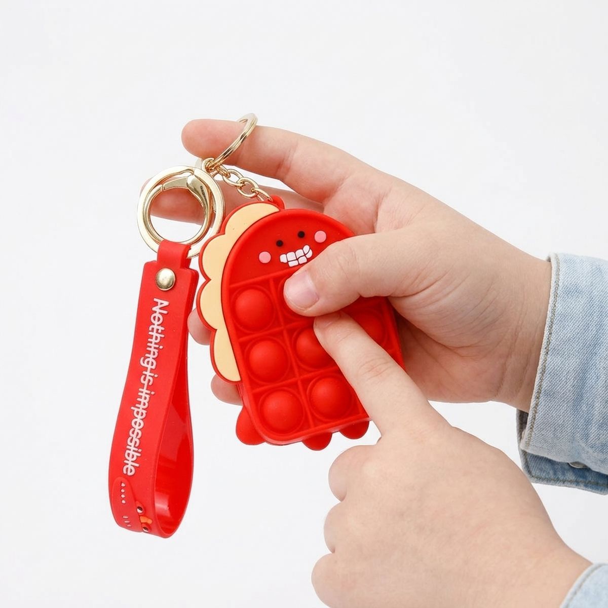 Red Dino Bubble Pop Keychain