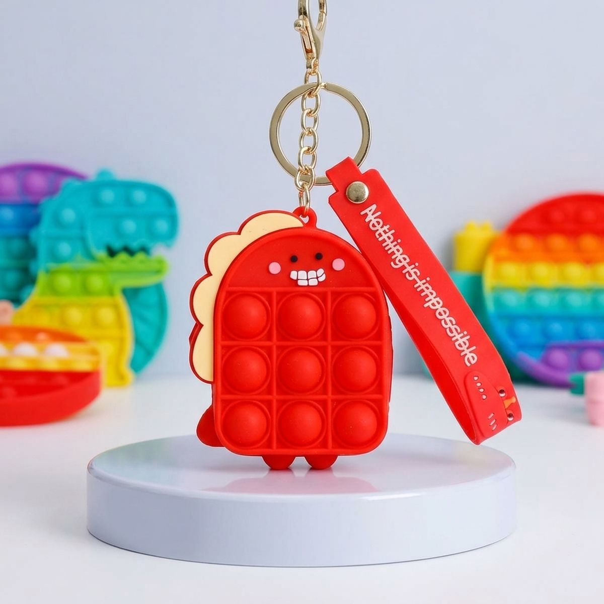 Red Dino Bubble Pop Keychain