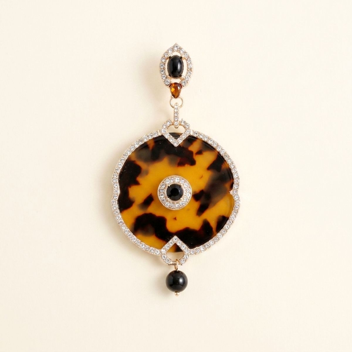 Tortoiseshell and Topaz Crystal Drop Earrings
