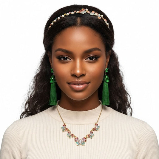 Rainbow Butterfly Pearl Headband