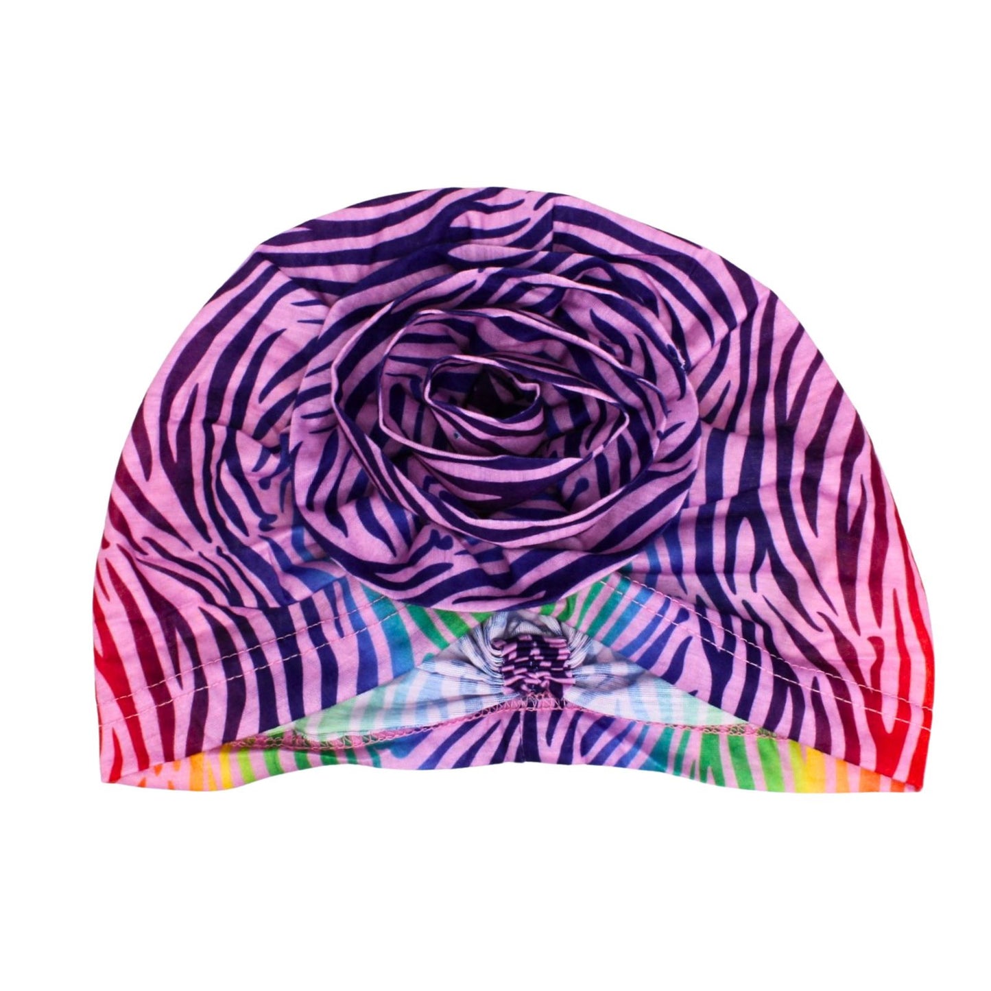 Turban Pre-Tied Flower Light Purple Zebra Women