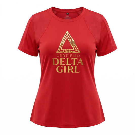 DST Certified 2XL Delta Girl Red Athletic Tee