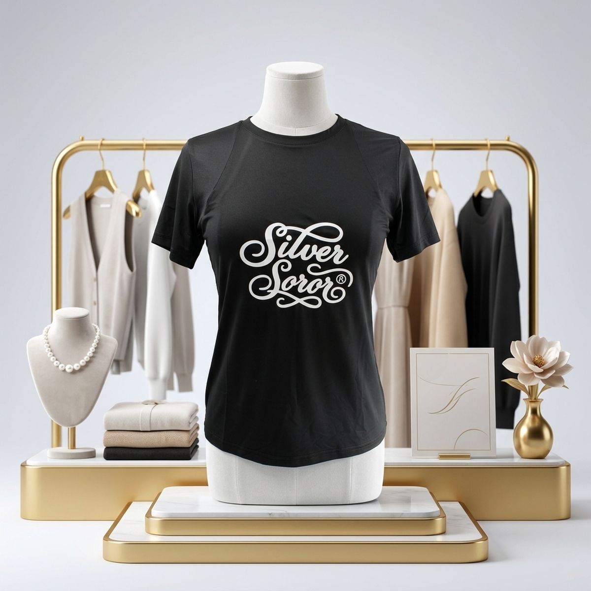 AKA Medium Silver Soror Black Athletic Tee