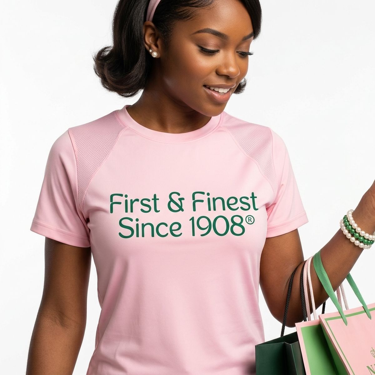 AKA Medium First & Finest Pink Performance Tee