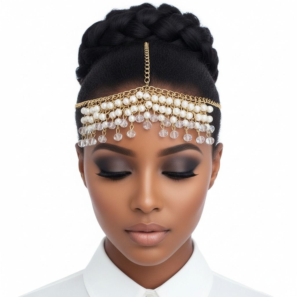 Gold and Cream Pearl Head Chain