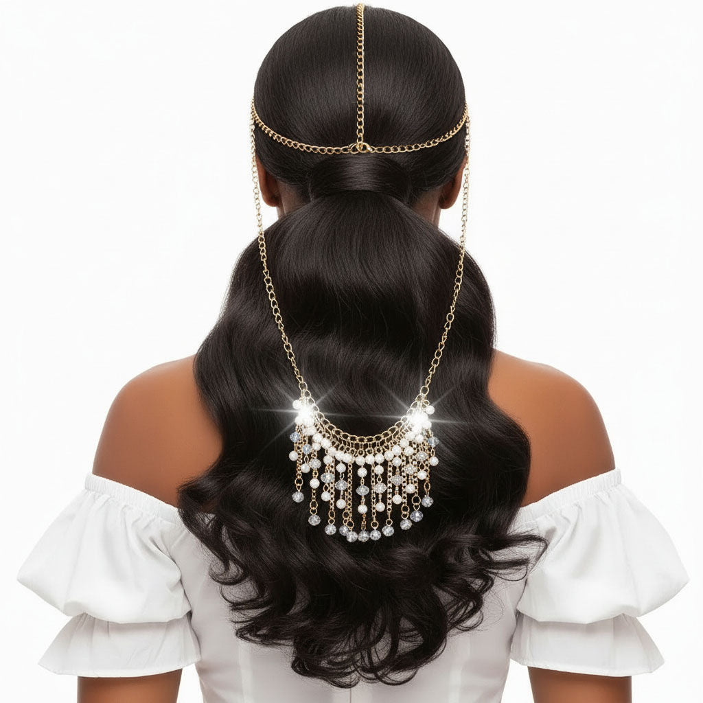 Gold and Cream Pearl Head Chain