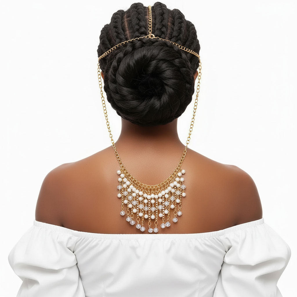 Gold and Cream Pearl Head Chain