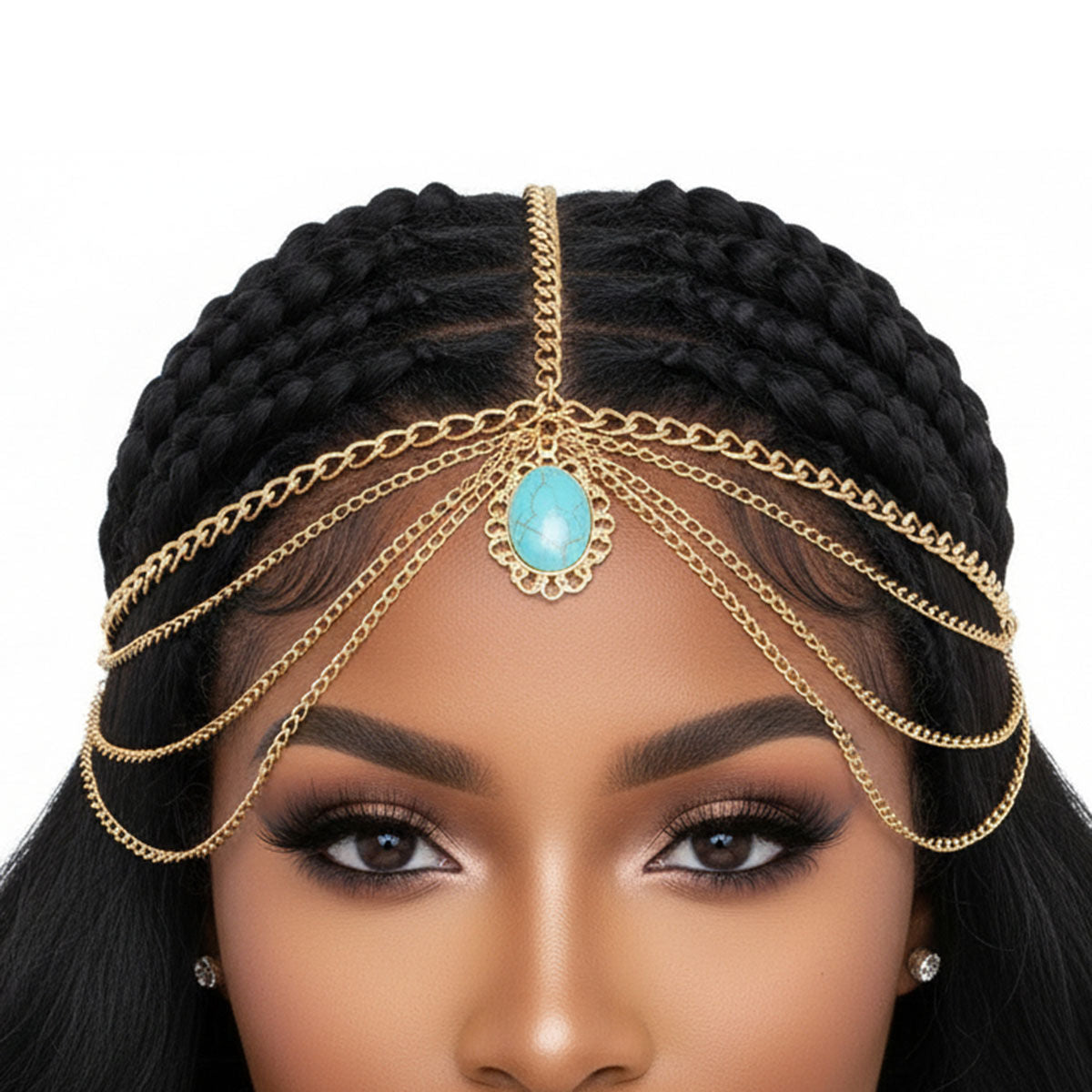 Gold and Turquoise Head Chain