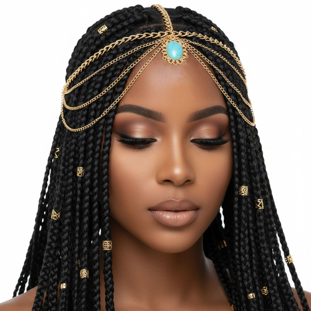 Gold and Turquoise Head Chain
