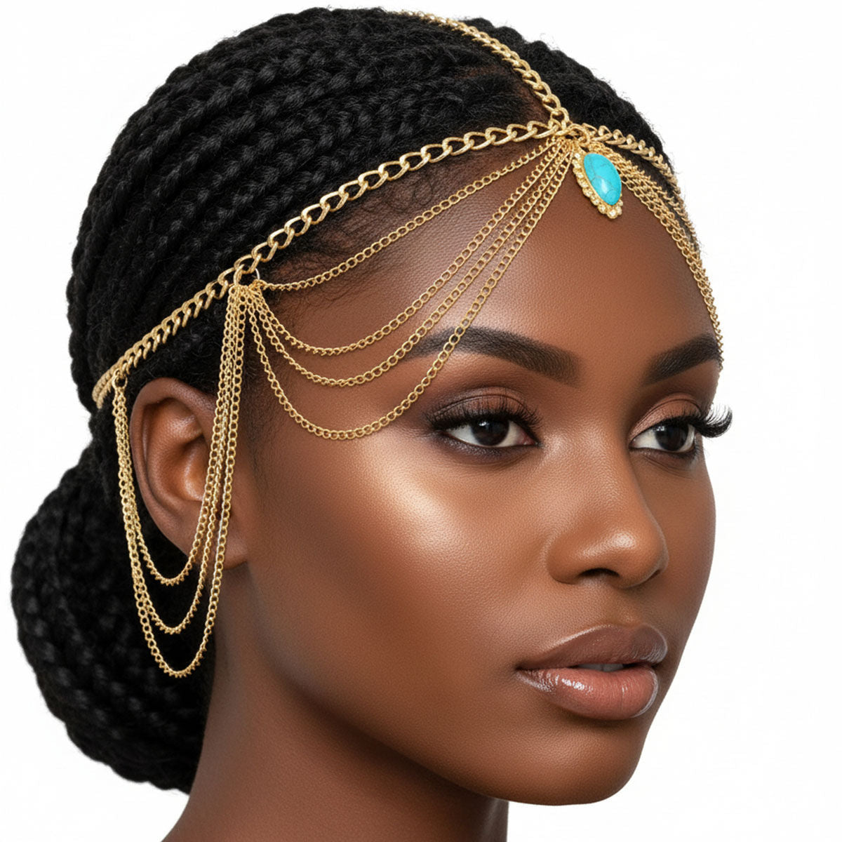 Gold and Turquoise Head Chain