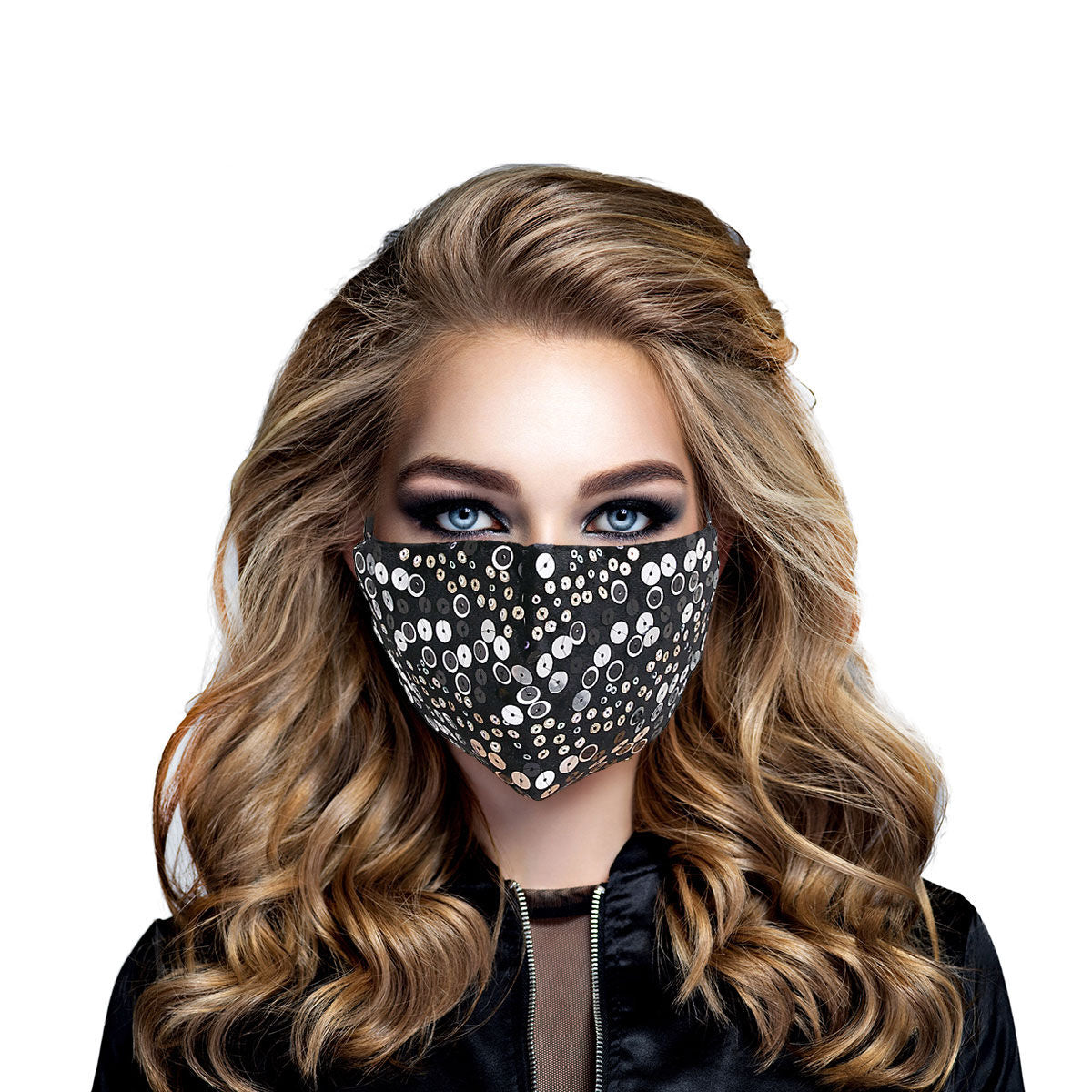 Silver Sequin Black Mask|Stretch to Fit - Premium Wholesale Fashion Accessories from Pinktown - Just $9! Shop now at chiquestyles