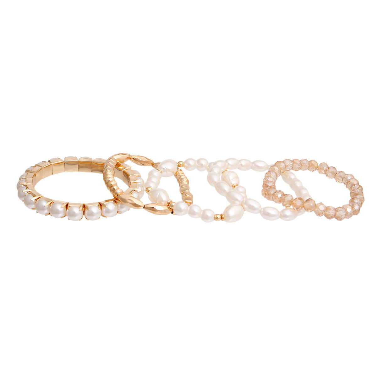Cream Pearl and Glass Beads Bracelets|Stretch to Fit - Premium Wholesale Jewelry from Pinktown - Just $12! Shop now at chiquestyles