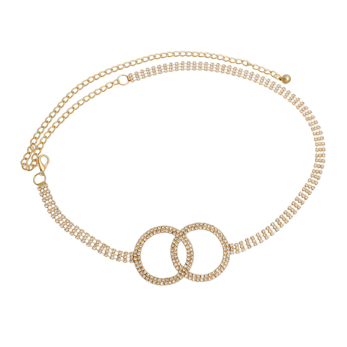 Gold Embellished Double Circle Chain Belt - Premium Wholesale Fashion Accessories from Pinktown - Just $15! Shop now at chiquestyles
