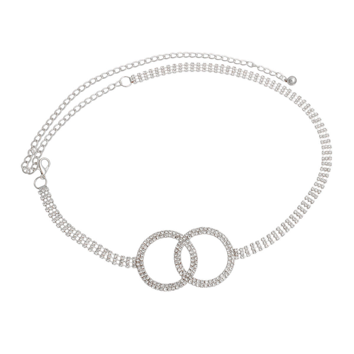 Silver Embellished Double Circle Chain Belt - Premium Wholesale Fashion Accessories from Pinktown - Just $15! Shop now at chiquestyles