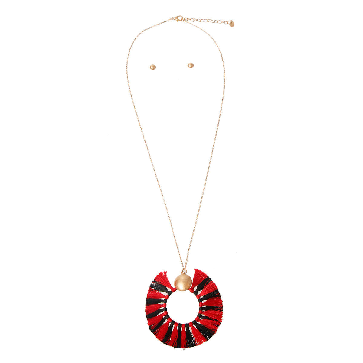 Red and Black Silk Tassel Necklace Set|30 inches - Premium Wholesale Jewelry from Pinktown - Just $14! Shop now at chiquestyles