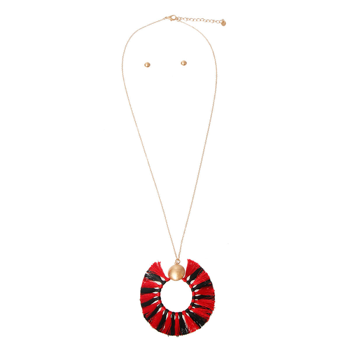 Red and Black Silk Tassel Necklace Set|30 inches - Premium Wholesale Jewelry from Pinktown - Just $15! Shop now at chiquestyles