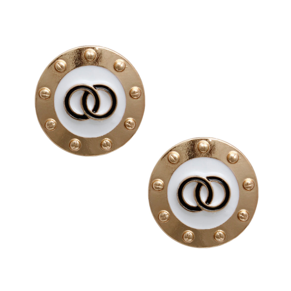 Gold Studded and White Earrings - Premium Wholesale Jewelry from Pinktown - Just $9! Shop now at chiquestyles