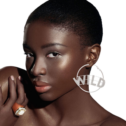 Silver WILD Rhinestone Hoops|2.5 x 2.25 inches - Premium Wholesale Jewelry from Pinktown - Just $12! Shop now at chiquestyles