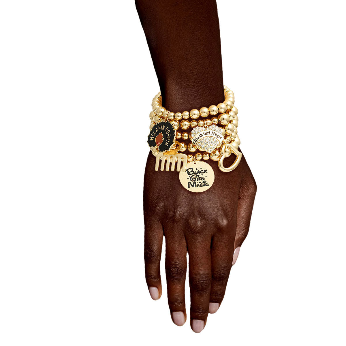 Gold Ball Bead Black Girl Magic Charm Bracelets - Premium Wholesale Jewelry from Pinktown - Just $19! Shop now at chiquestyles