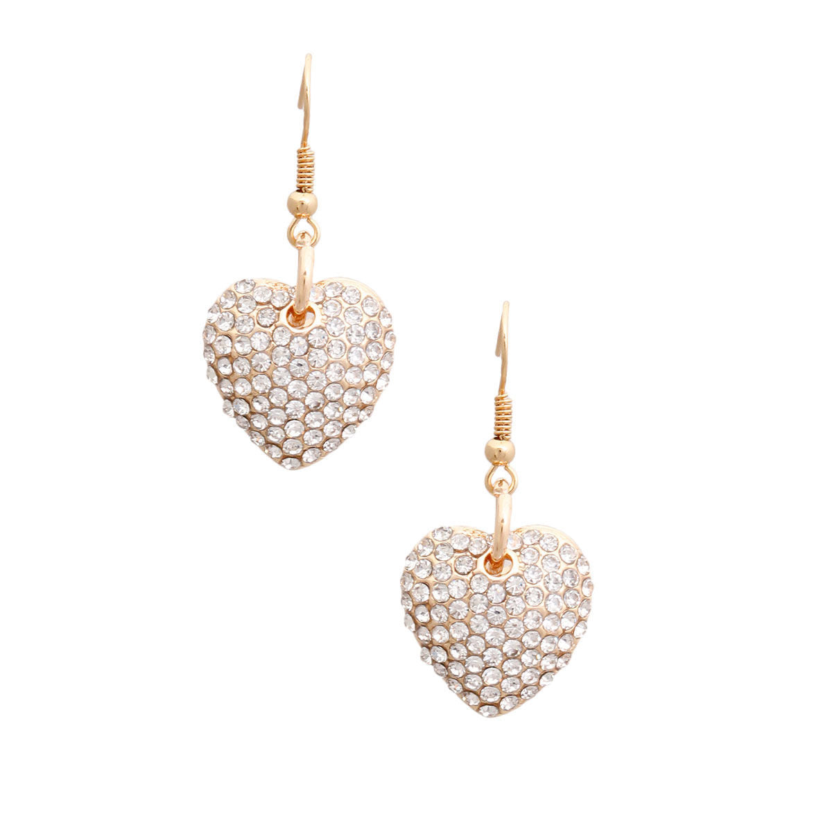 Gold Rhinestone Heart Fish Hooks|1.15 inches - Premium Wholesale Jewelry from Pinktown - Just $10! Shop now at chiquestyles
