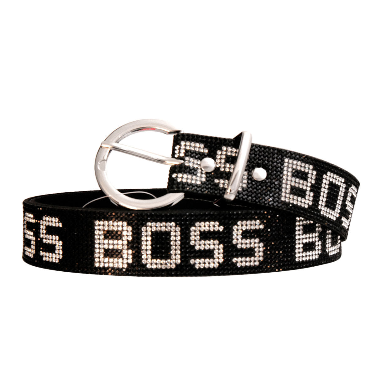 Black and Silver Rhinestone Boss Belt - Premium Wholesale Fashion Accessories from Pinktown - Just $26! Shop now at chiquestyles