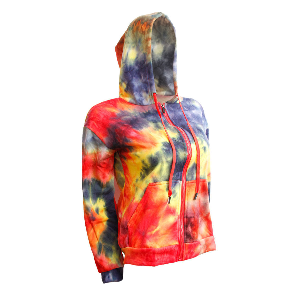 Small Red Tie Dye Zip Hoodie|S/M - Premium Wholesale Fashion Accessories from Pinktown - Just $23! Shop now at chiquestyles