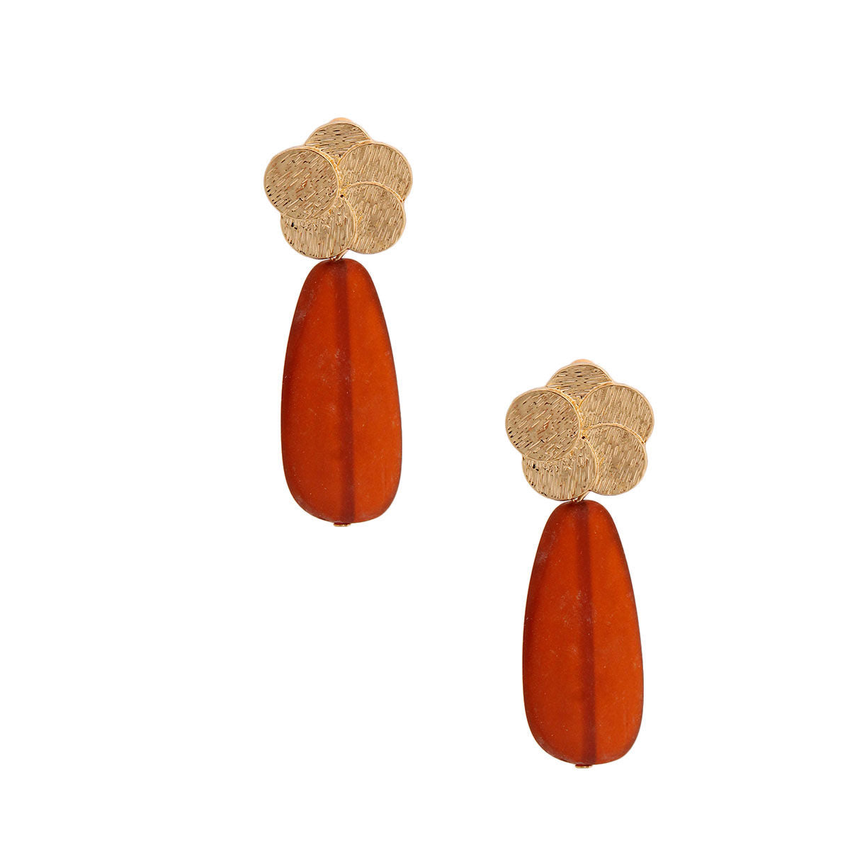 Gold and Brown Resin Earrings|2.25 inches - Premium Wholesale Jewelry from Pinktown - Just $6! Shop now at chiquestyles