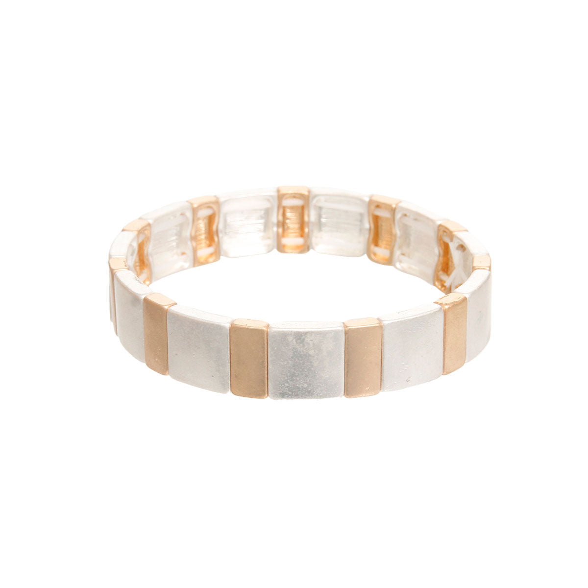 Mixed Metal Square Bracelet|Stretch to Fit - Premium Wholesale Jewelry from Pinktown - Just $9! Shop now at chiquestyles