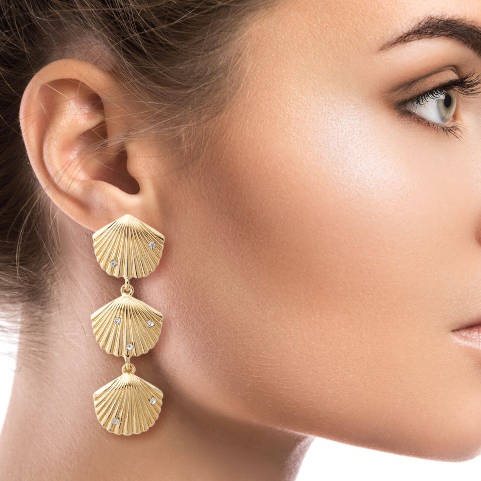 Rhinestone Shell Drop Earrings|2.5 inches - Premium Wholesale Jewelry from Pinktown - Just $10! Shop now at chiquestyles