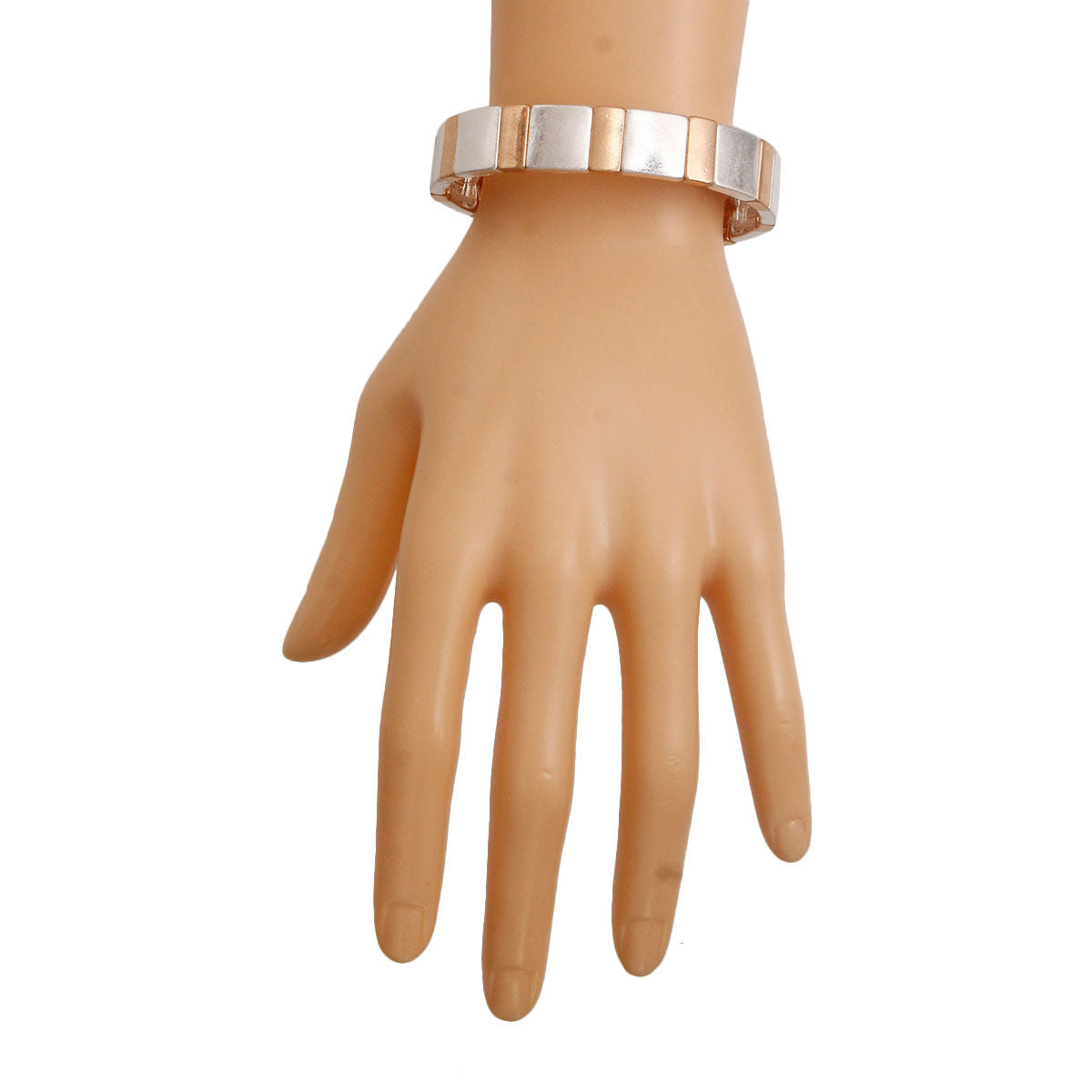 Mixed Metal Square Bracelet|Stretch to Fit - Premium Wholesale Jewelry from Pinktown - Just $9! Shop now at chiquestyles